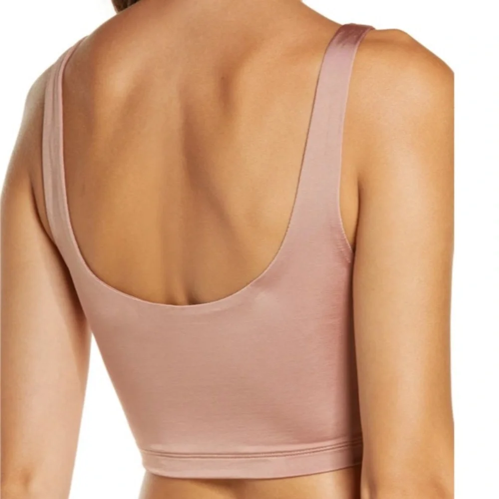 Free People Be Cool Brami Pink Tan Clay Cropped Tee Bralette XS NEW